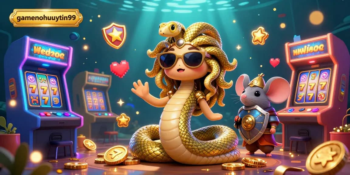 Engage with gamenohuuytin99 in this vibrant casino scene featuring slots and characters.