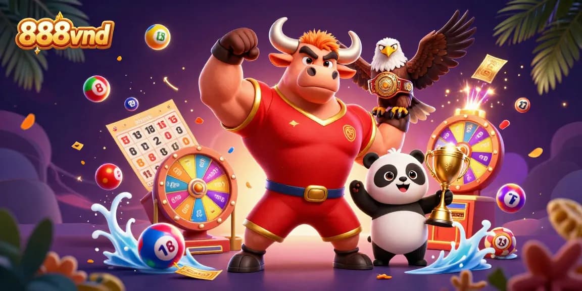 Experience thrilling wins at 888vnd with a lively casino illustration showcasing vibrant elements.