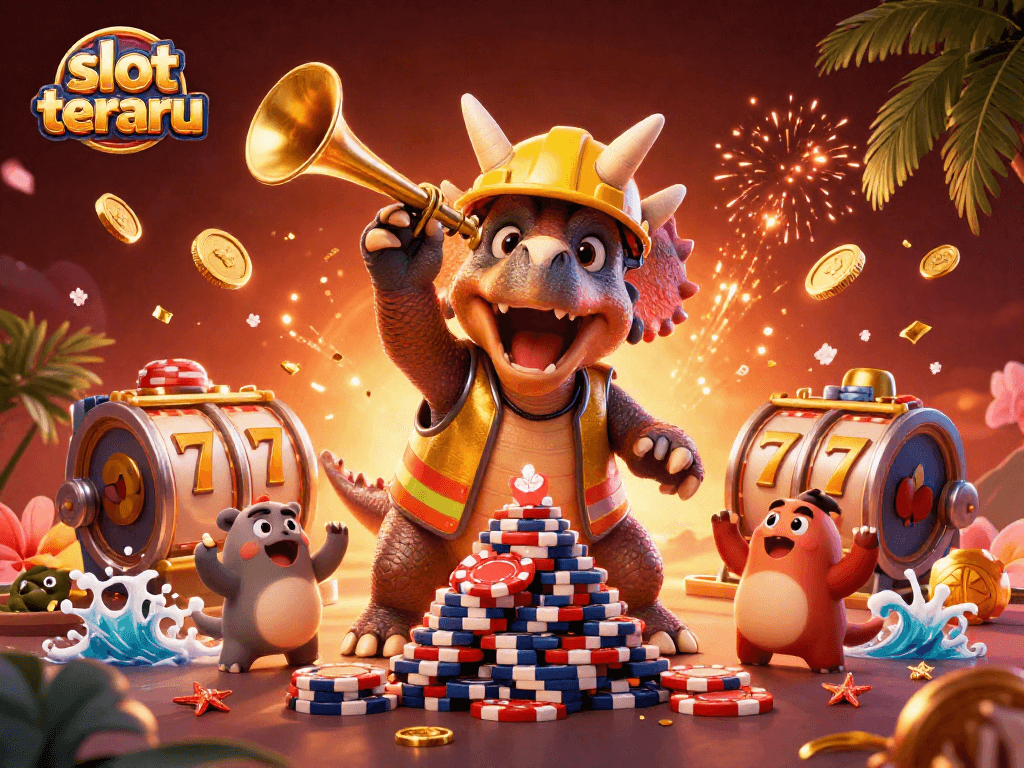 Celebrate winning strategies with slot terbaru in a vibrant 3D casino scene filled with excitement.