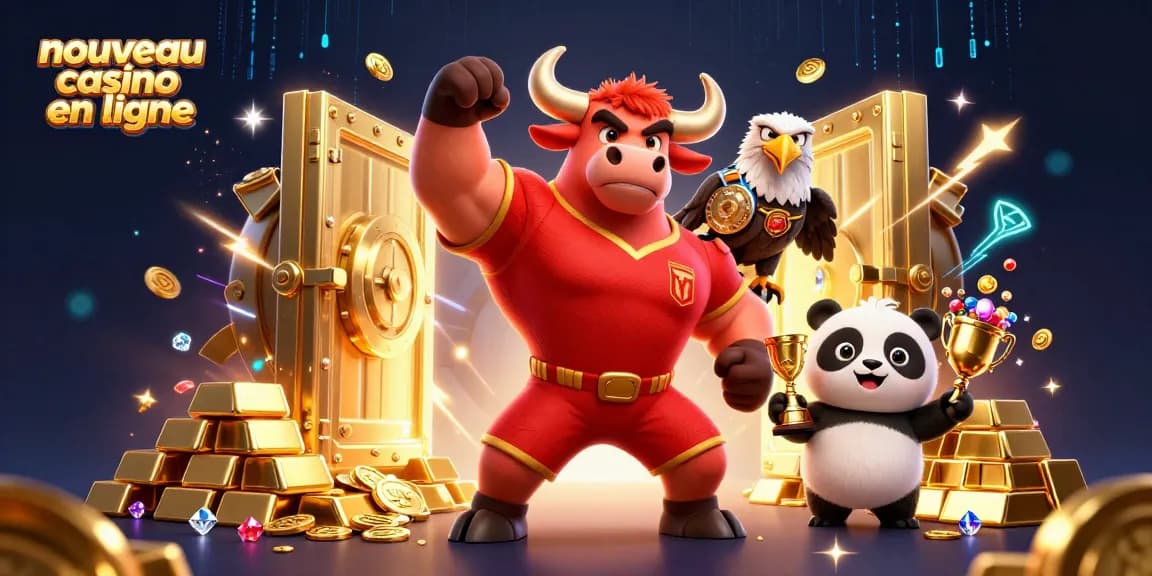 Les mascottes du nouveau casino en ligne célèbrent avec des richesses et des joyaux scintillants.