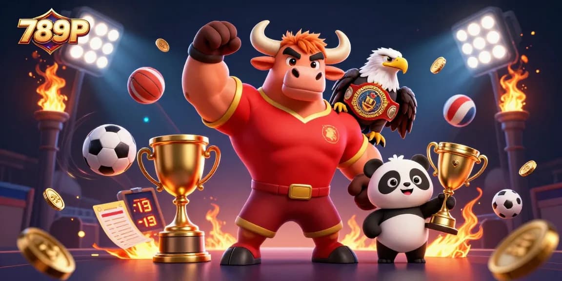 Engage with 789P at a vibrant cartoon casino scene showcasing exciting sports betting and gaming.