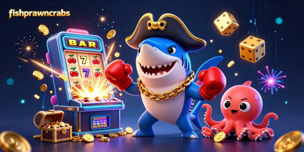 Experience fishprawncrabs with pirate characters winning coins in a vibrant casino scene.