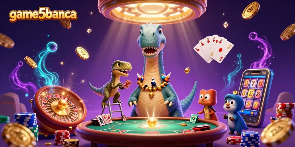 Experience game5banca with thrilling casino action featuring a gigantic brontosaurus in a vibrant scene.