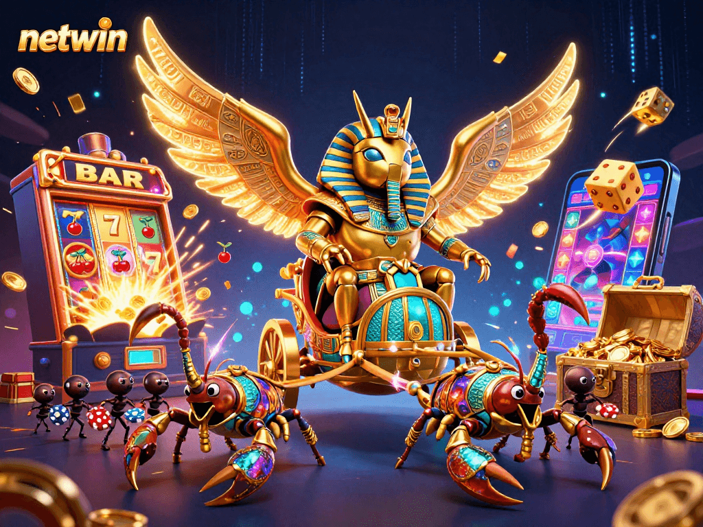 Experience dynamic gaming action with the netwin platform showcasing vibrant casino elements.