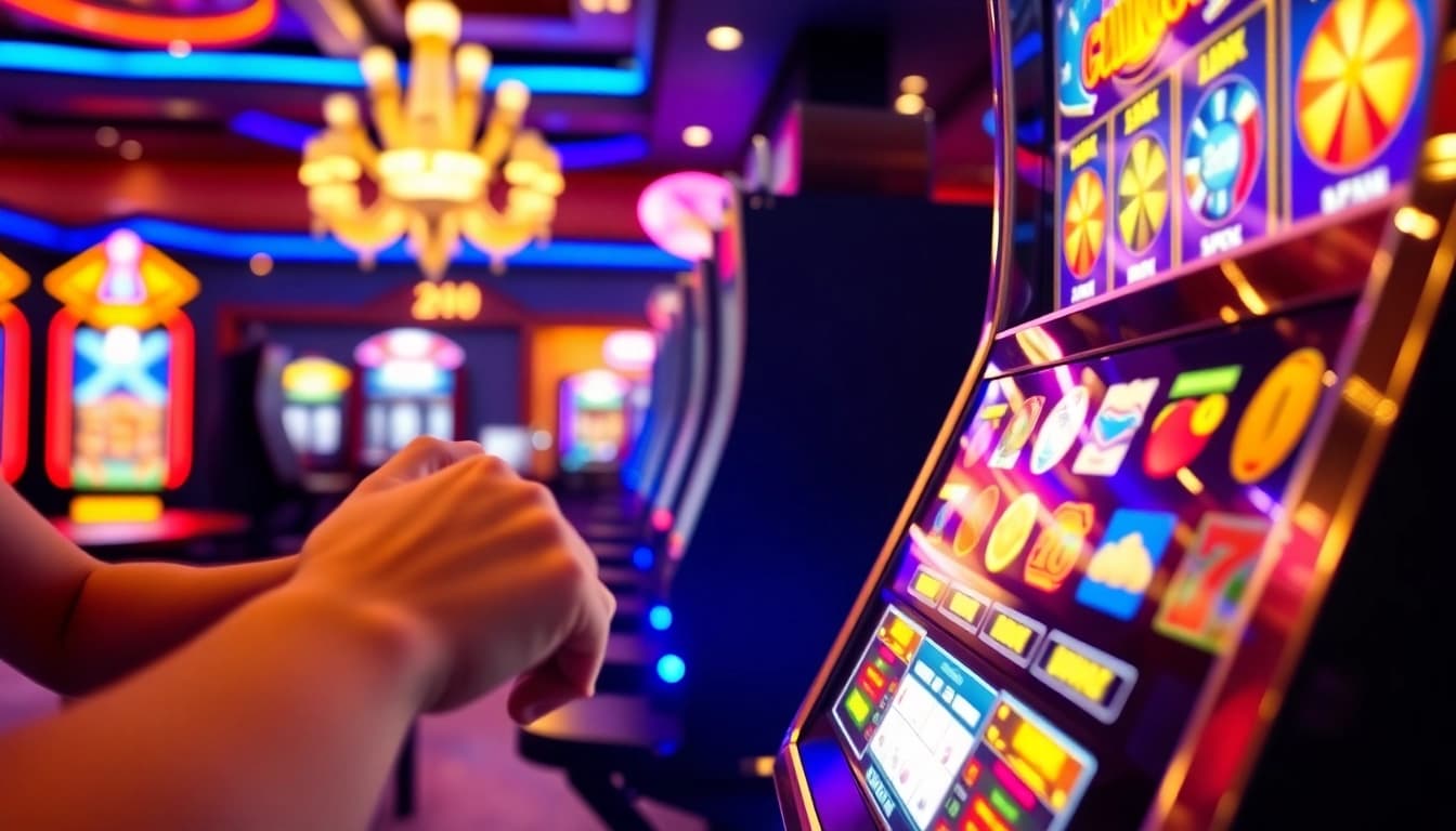 Engage in thrilling slot gambling at vibrant casino machines filled with excitement.