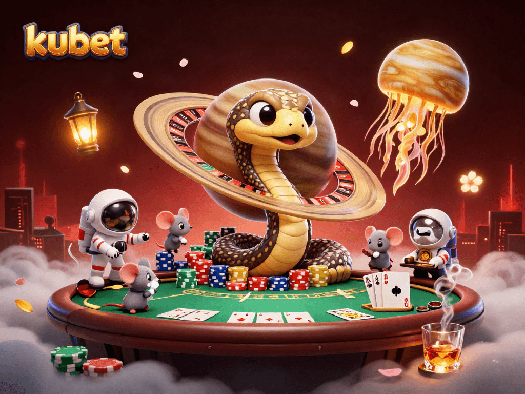 Experience thrilling bets at Kubet's cosmic casino featuring vibrant characters and games.