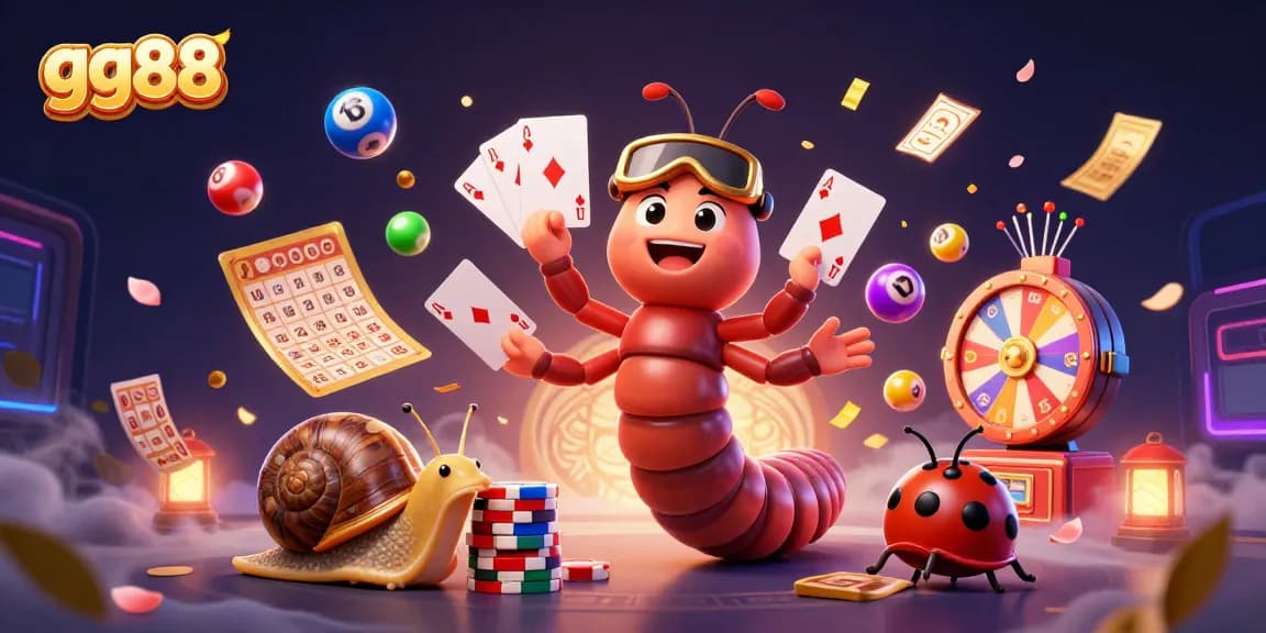 Experience thrilling games at gg88 with a vibrant casino scene featuring colorful characters.