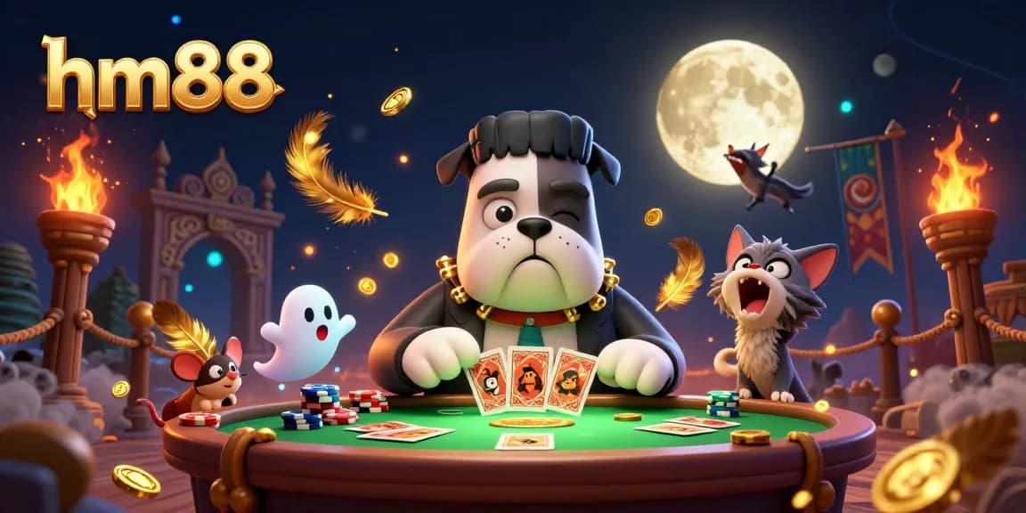 hm88 challenges players with a thrilling 3D cartoon gambling scene featuring unique characters and detailed casino elements.