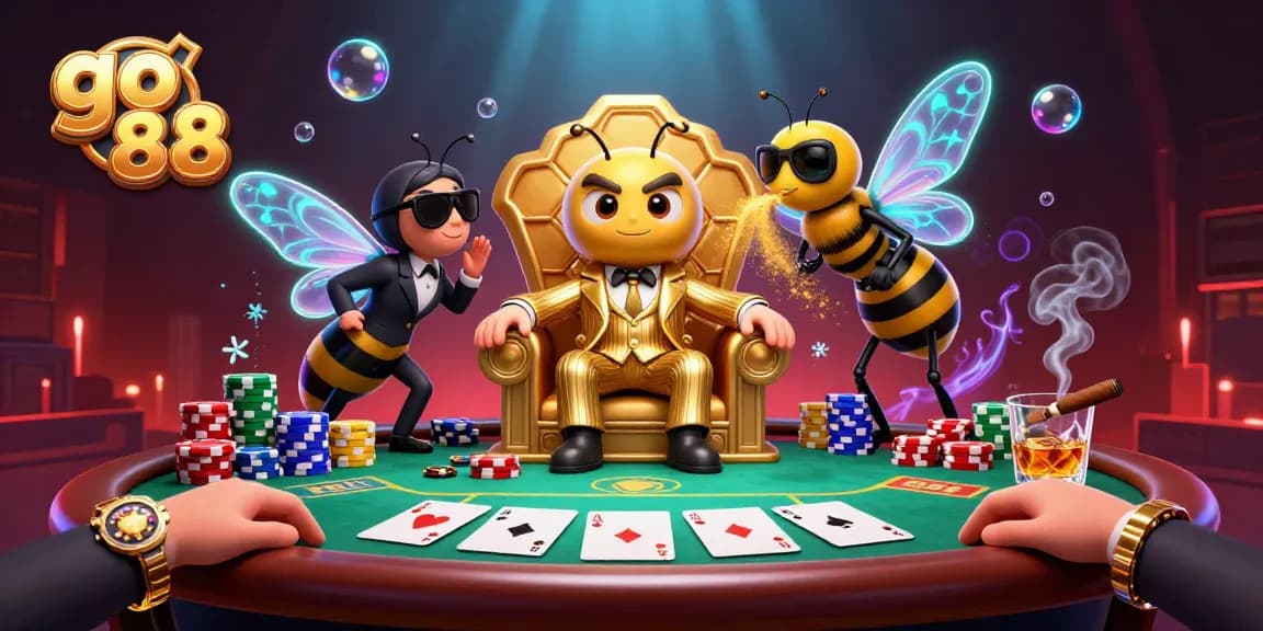 Experience thriving action at go 88 casino, with poker chips and winning hands dominating the vibrant scene.