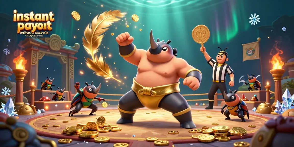 Explore instant payout online casinos Australia no deposit bonus with engaging characters and dynamic casino elements.