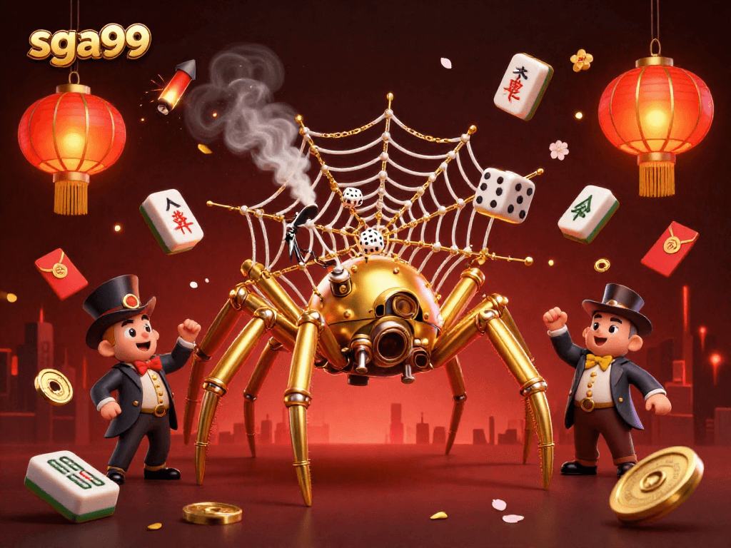 Engage with thrilling gameplay at sga99, featuring a steampunk spider and whimsical elements.
