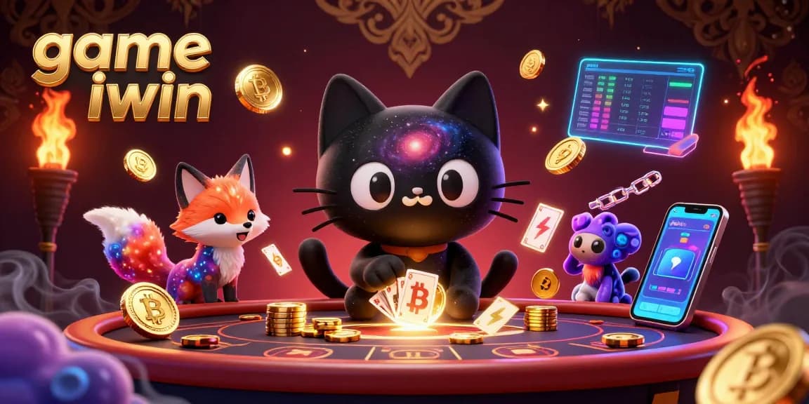 Engaging game iwin experience at a cosmic casino table with vibrant characters and crypto elements.