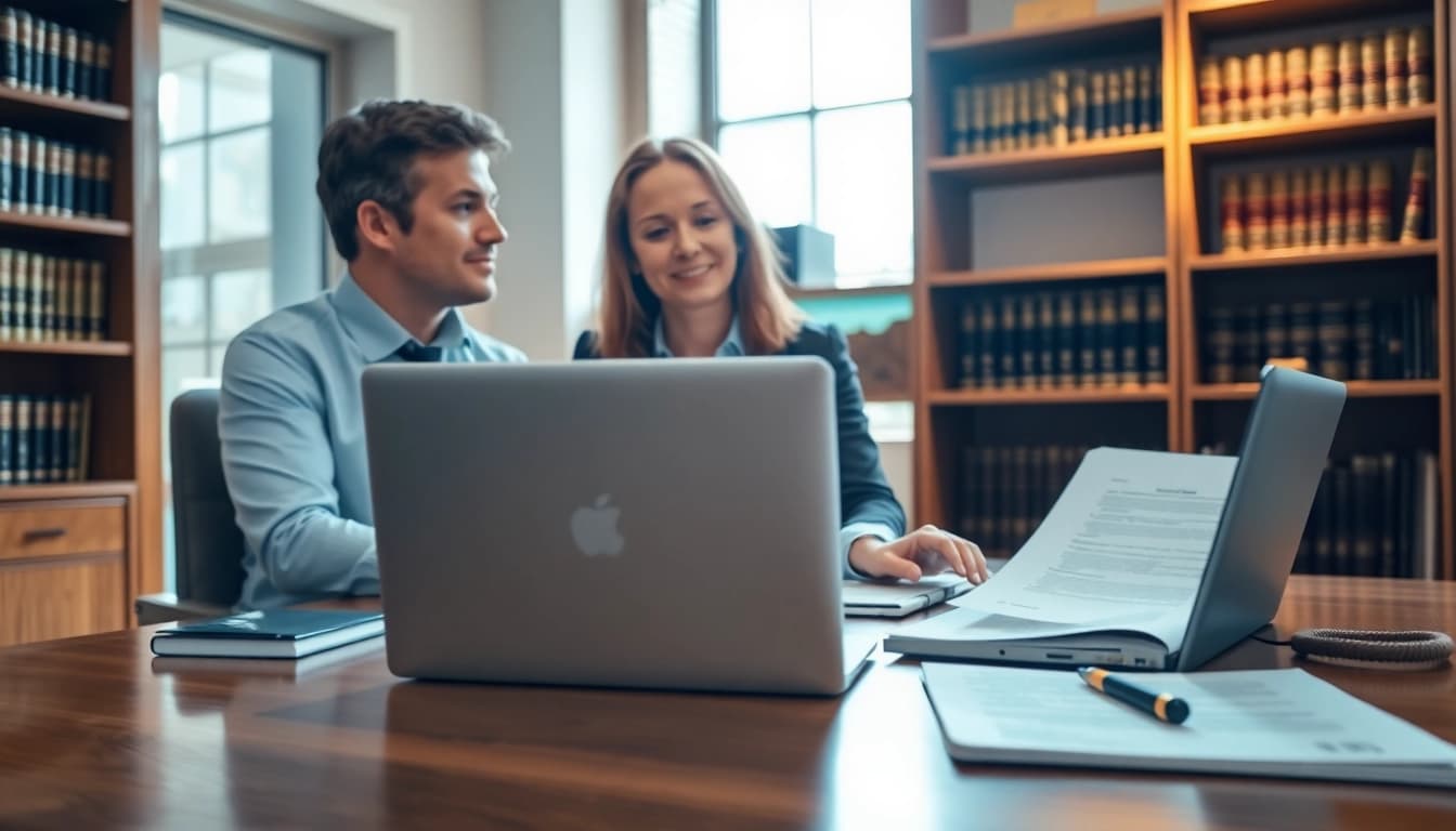 Guide on Probate illustrated with a professional discussing legal documents in a warm office.