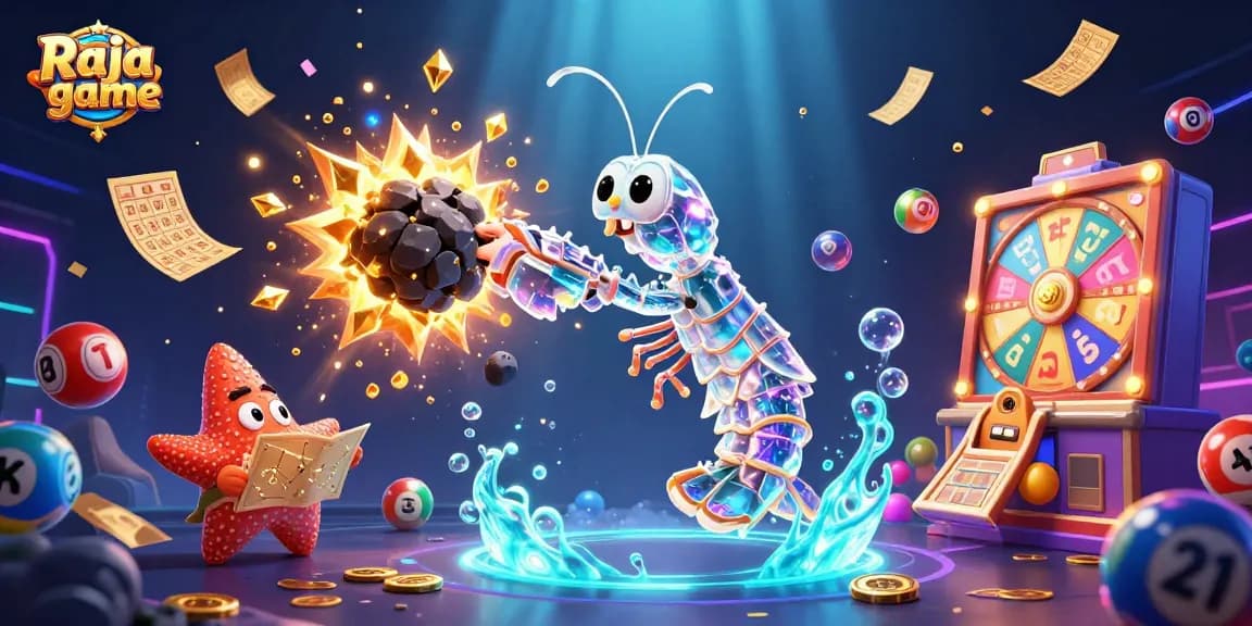 Experience the thrilling Raja game with vibrant lottery balls and dynamic casino elements.