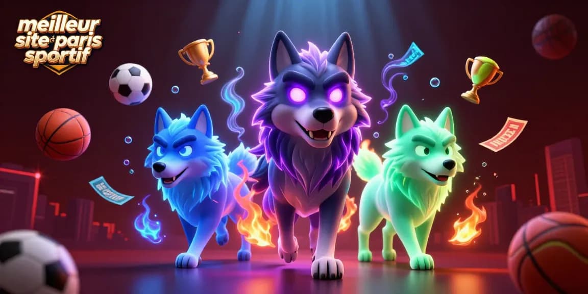 Pariez sur le meilleur site de paris sportif avec une scène captivante, caractérisée par des loups fantastiques et des éléments de jeu.