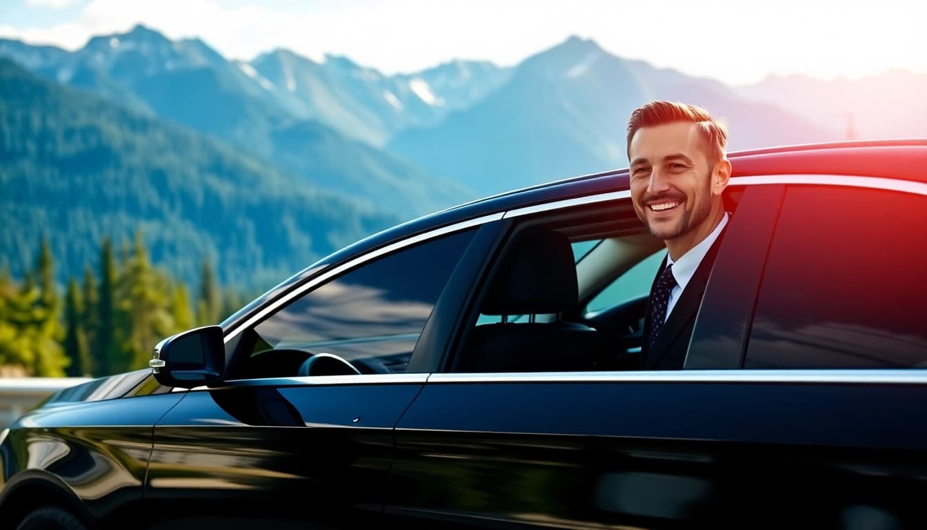 Experience the luxury of vancouver to whistler car service with a professional chauffeur in a sleek sedan.