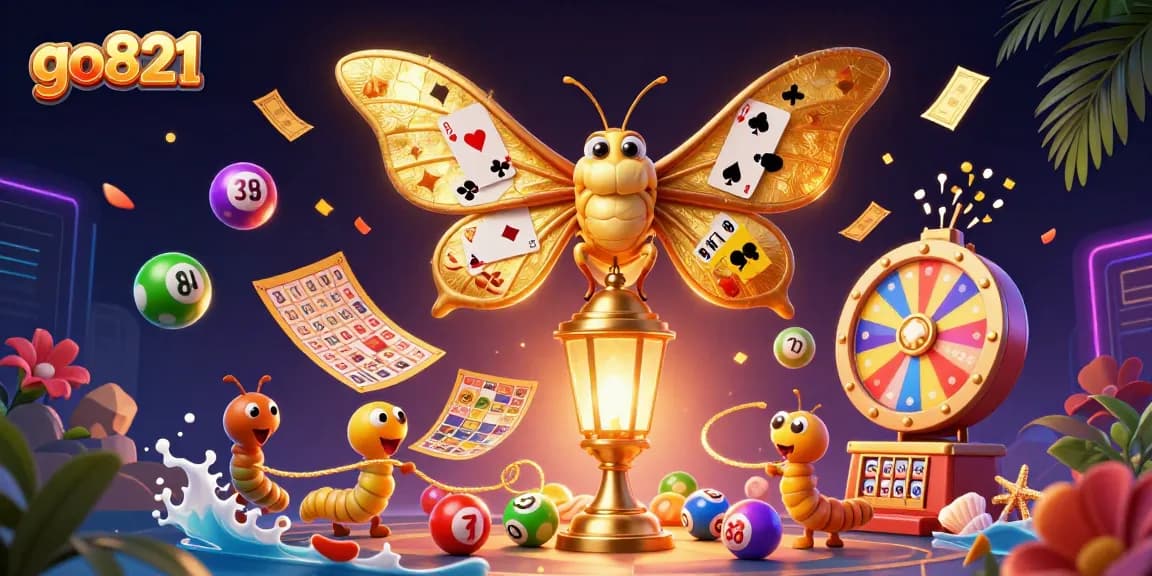 Experience winning thrills with go821's vibrant lottery balls and casino elements in 3D