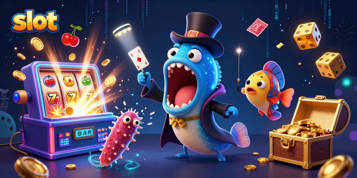Spinning the slot machine, a magical scene with jackpot explosions and dynamic casino elements.