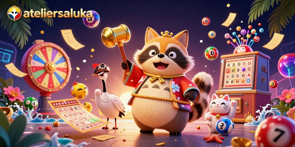 Play exciting games at ateliersaluka while enjoying colorful visuals and engaging elements in a vibrant casino scene.