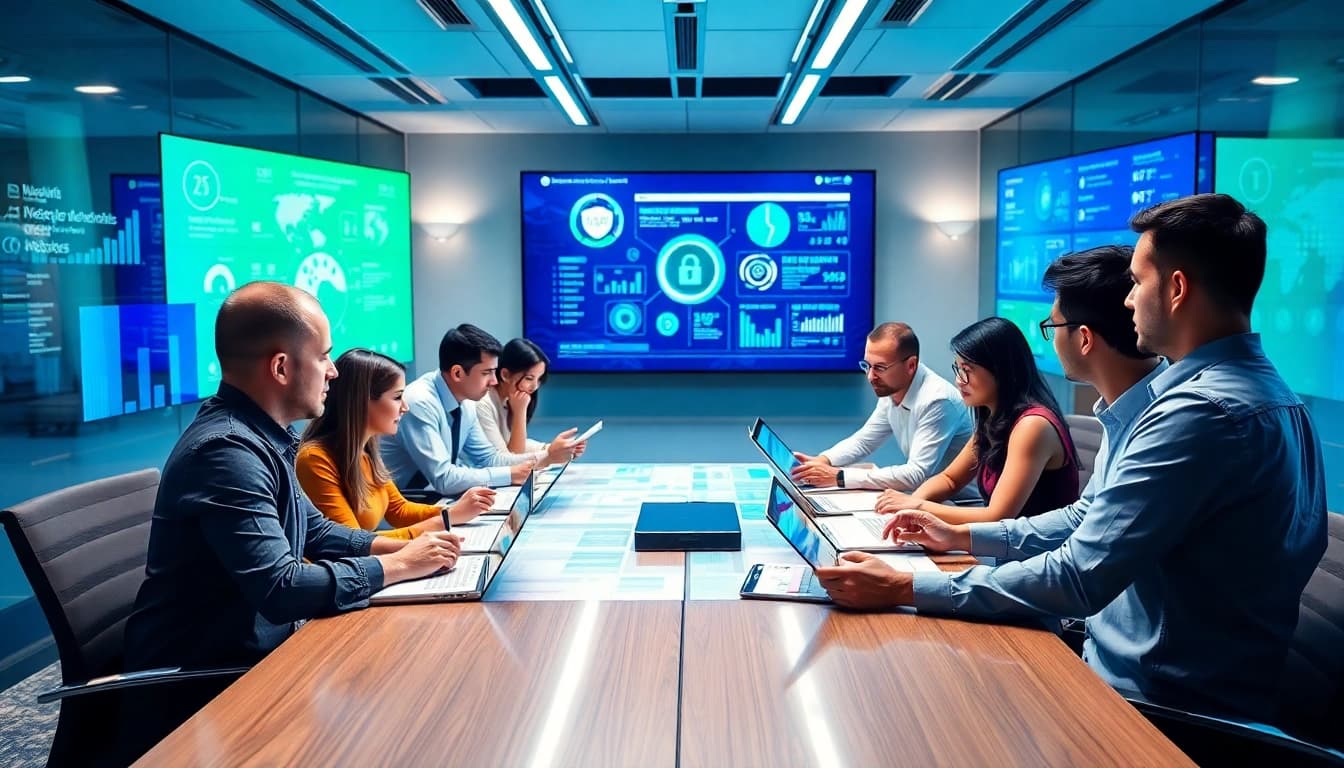 Prominent team discussing cyber essentials managed service strategies for enhanced security.
