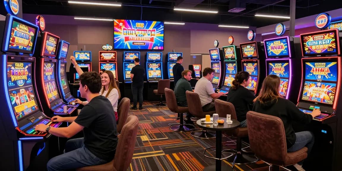 Exciting scene of players enjoying we88 PGSLOT at a lively casino.