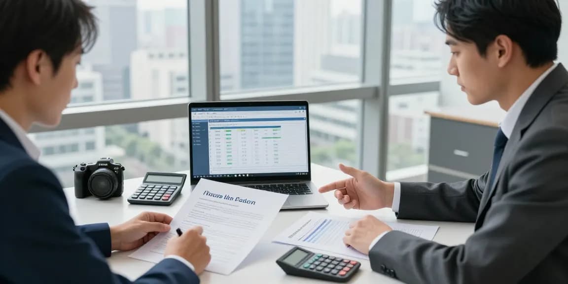 Zakelijke lening zonder jaarcijfers: ondernemer bespreekt financieringsopties met adviseur in professionele setting.