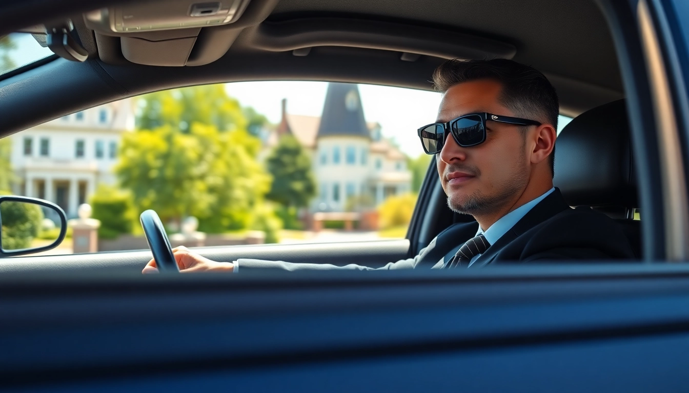 Reliable chauffeur service Rhode Island, showcasing a professional driver in an elegant car.
