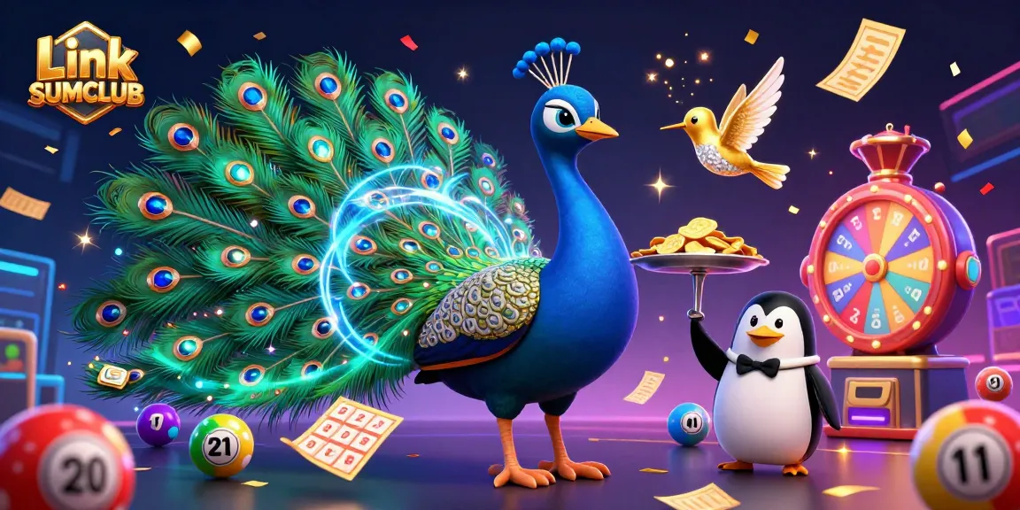 Engage with Link SUMCLUB featuring vibrant lottery balls and a festive casino atmosphere