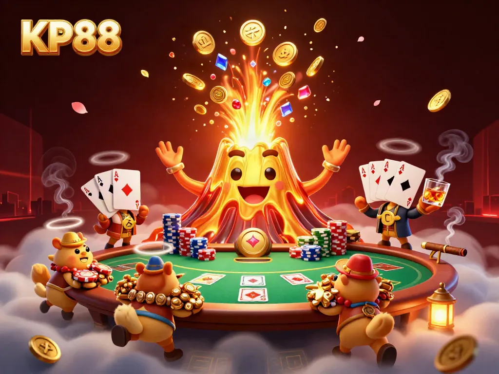Win big at KP88 with lively 3D scenes featuring treasure-rich adventures and a dynamic poker setup.