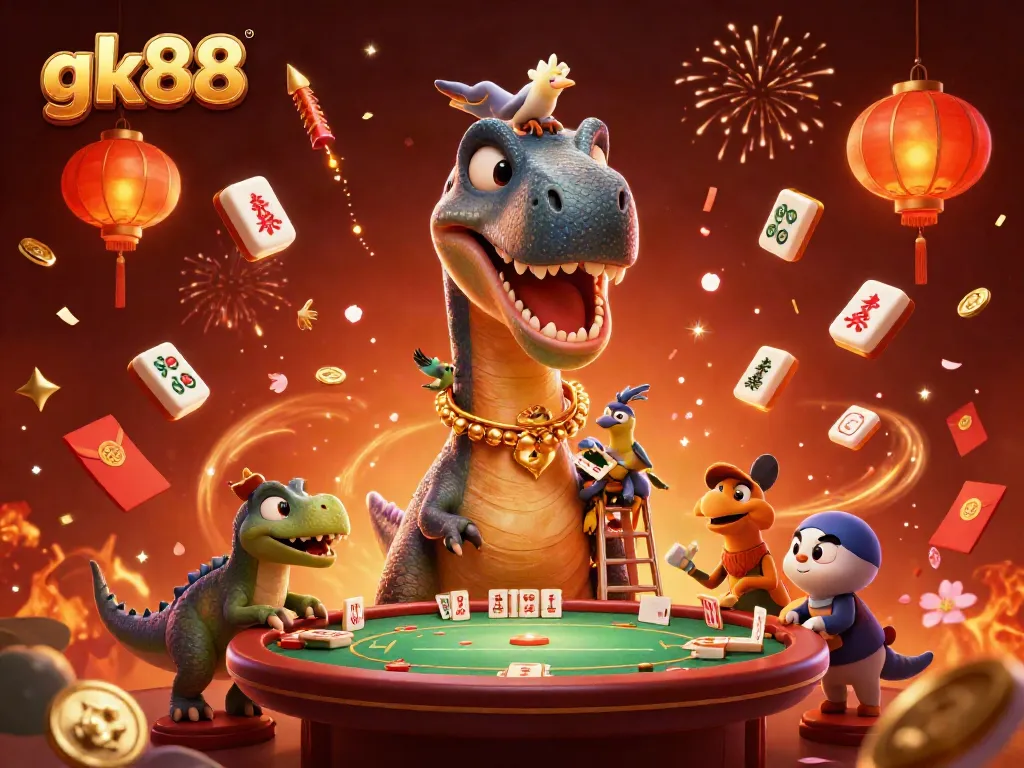 Engross in gaming excitement at gk88 with vibrant 3D casino characters amid colorful elements.