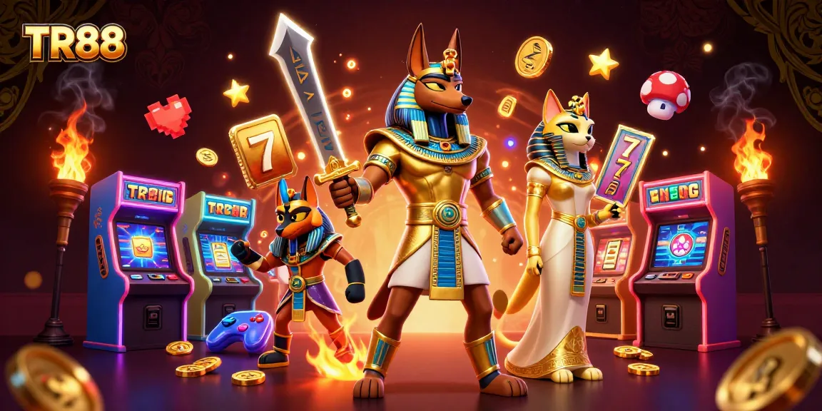 Experience thrilling wins at TR88 with Anubis and Bastet in this dynamic casino scene.