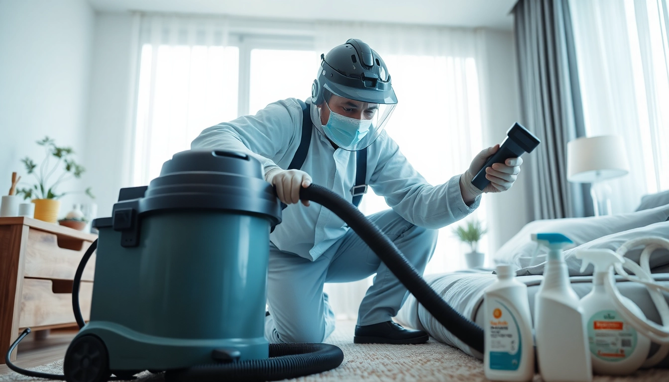 Effective bed bug removal techniques showcased by a professional pest control technician in action.