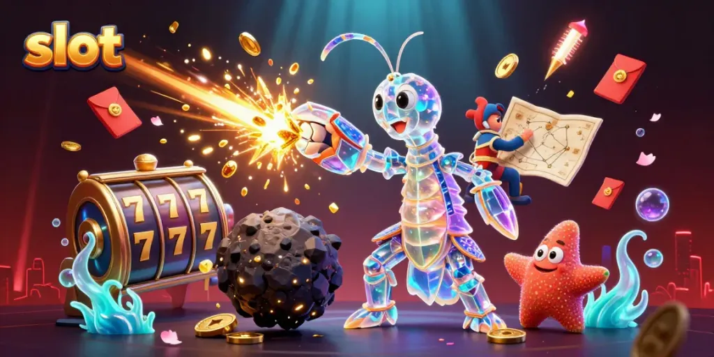 Permainan slot menarik dengan desain yang kaya dan karakter unik dalam ilustrasi 3D yang dinamis.