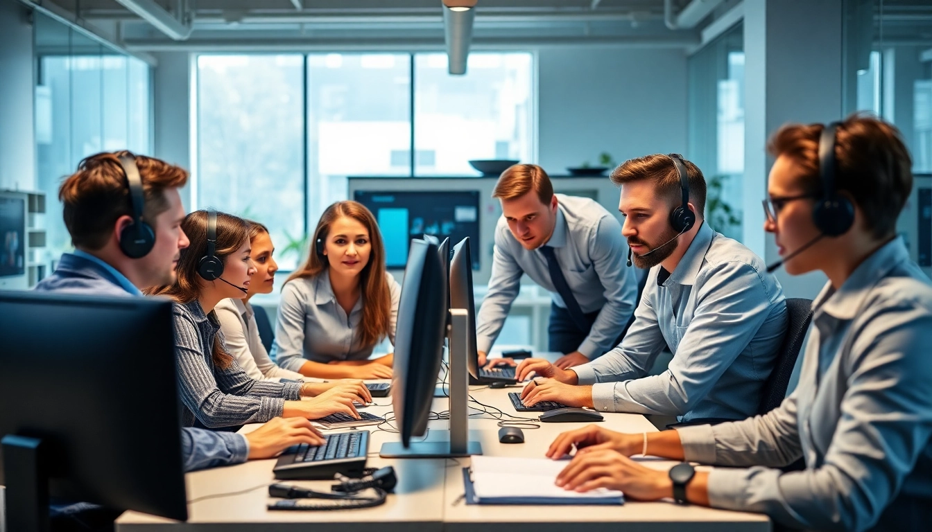 IT support services for small business team collaborating in a bright office environment.