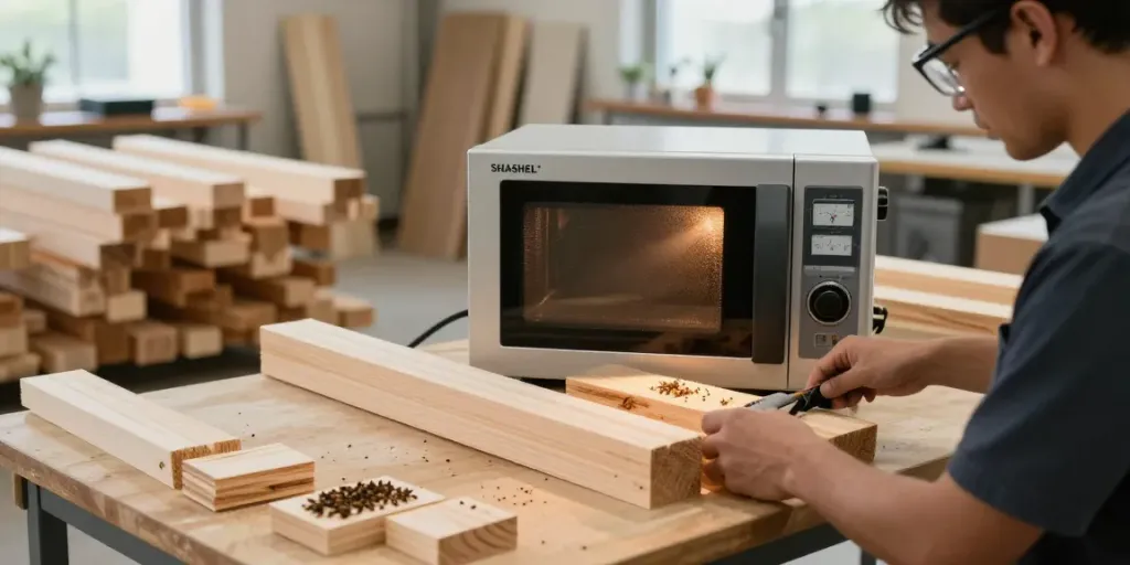SHASHEL® in action eliminating wood-boring insects in a professional workshop.