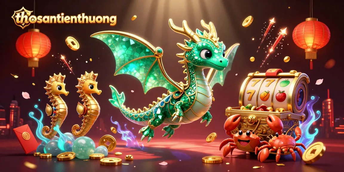 Experience big wins with thosantienthuong in a vibrant 3D slot game featuring enchanted dragons and treasures.