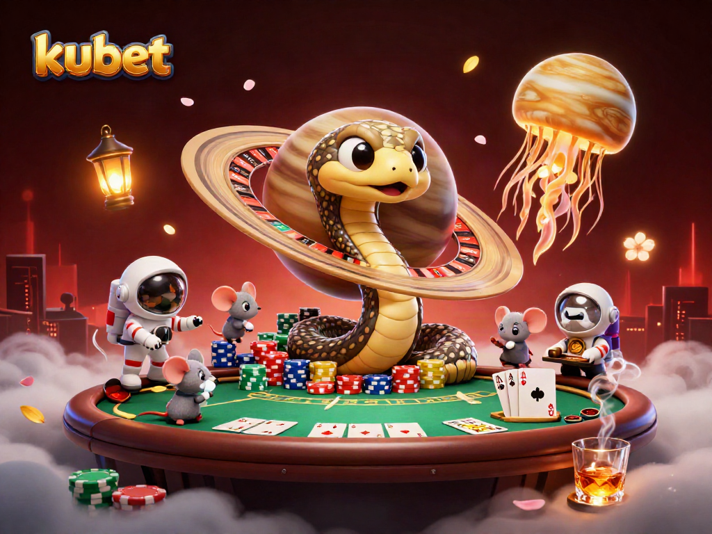 Experience thrilling bets at Kubet's cosmic casino featuring vibrant characters and games.