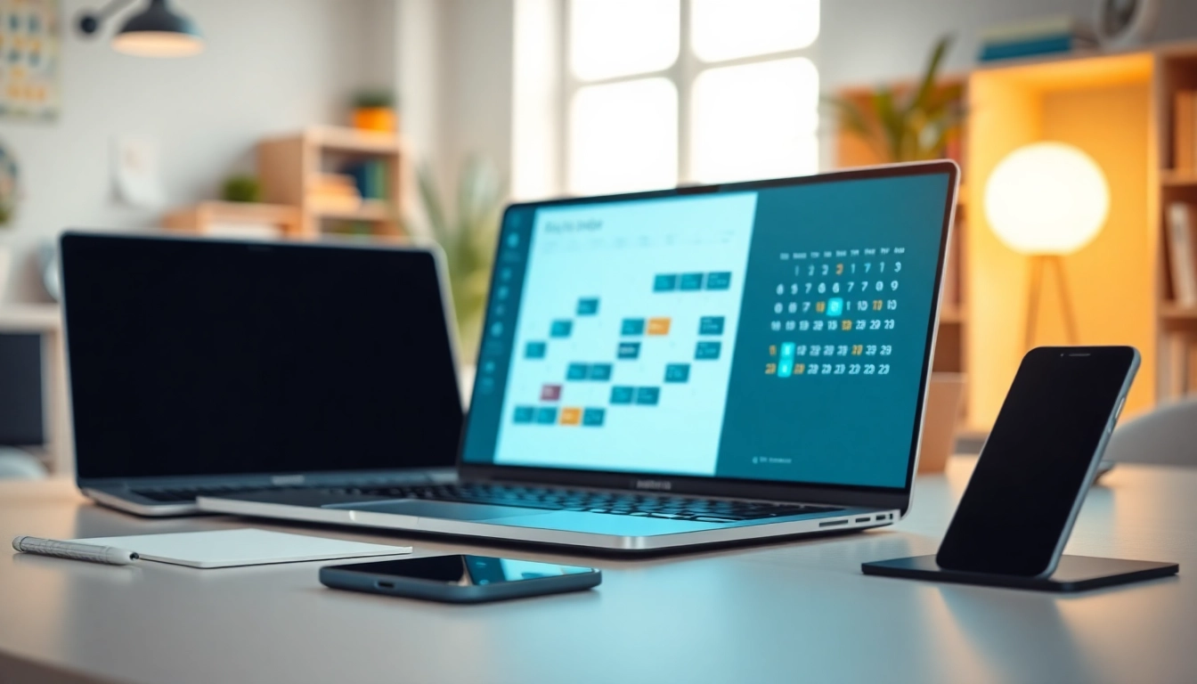 Explore Clockwise alternative AI solutions with a modern desk setup showcasing digital productivity tools.
