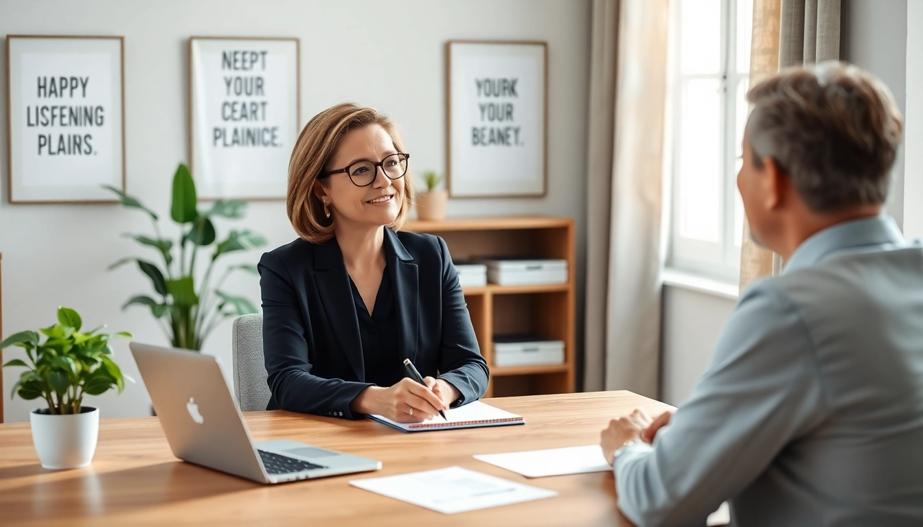 Engage in Career coaching with a professional, supportive interaction in a modern office setting.