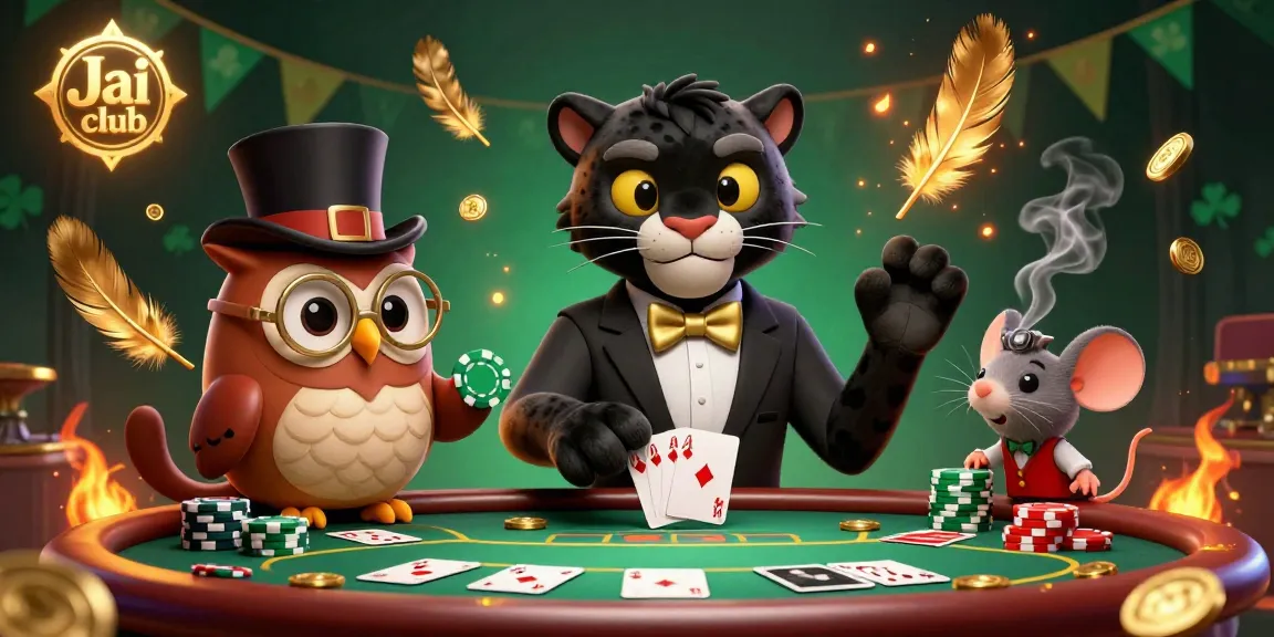 Engage in thrilling card games at Jai club with a stylish panther dealer and lavish elements.