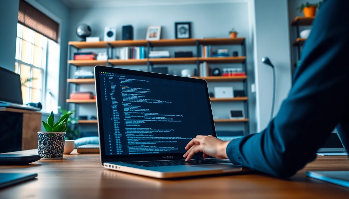 Implementing Headless Shopify development with a professional at a modern workspace.
