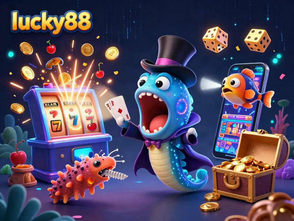 Experience thrilling gameplay with lucky88's dynamic casino elements in a vibrant 3D style.
