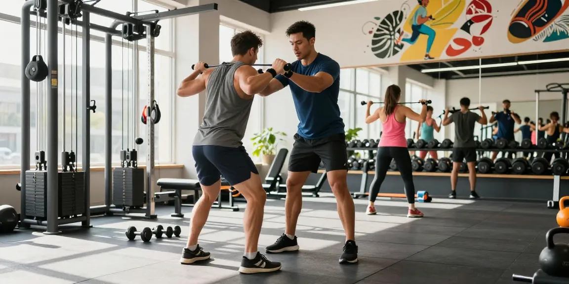 Deus Medical fitness training scene showcasing a personal trainer and client exercising together.