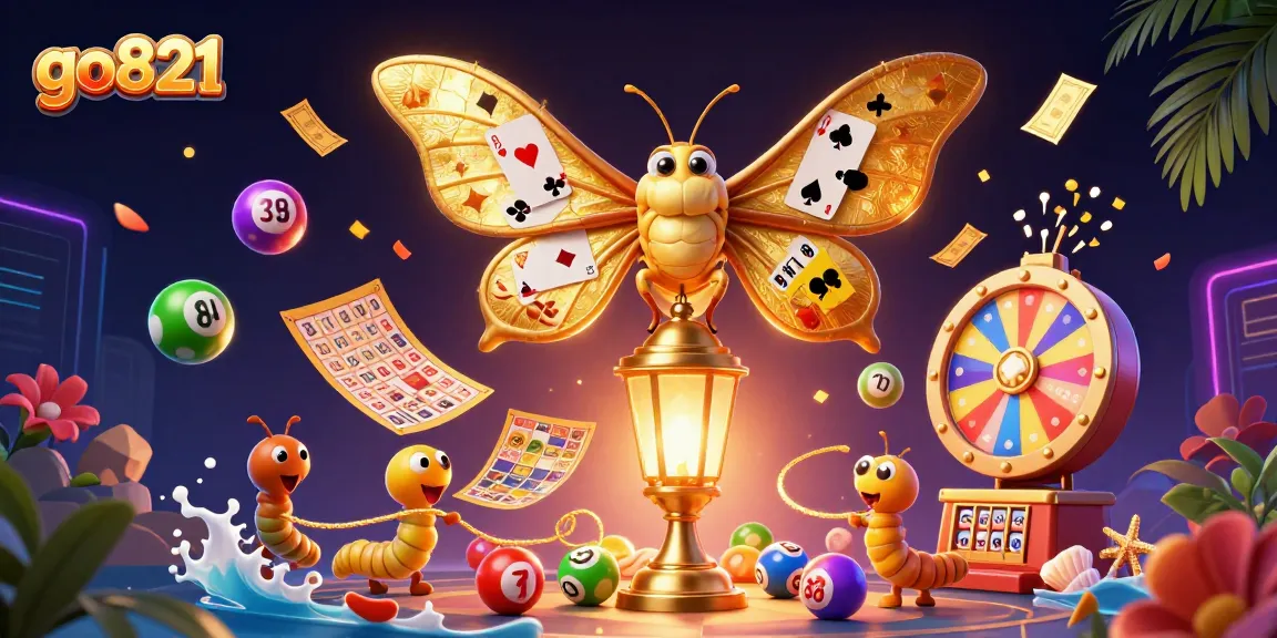 Experience winning thrills with go821's vibrant lottery balls and casino elements in 3D