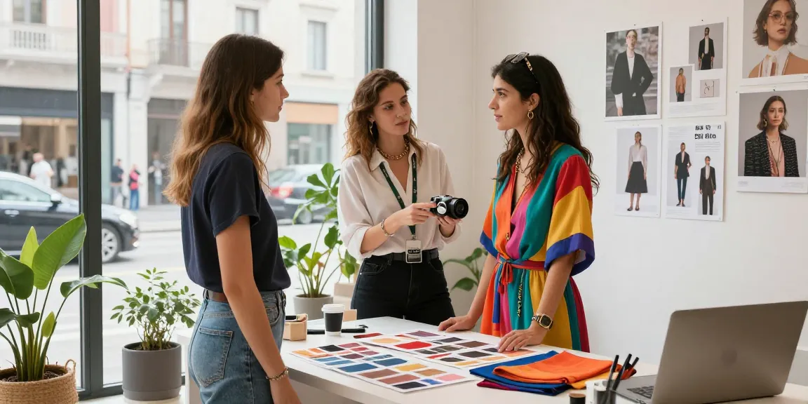Consulenza d'immagine Milano: consulente aiuta cliente a scoprire il proprio stile unico con colori e accessori.