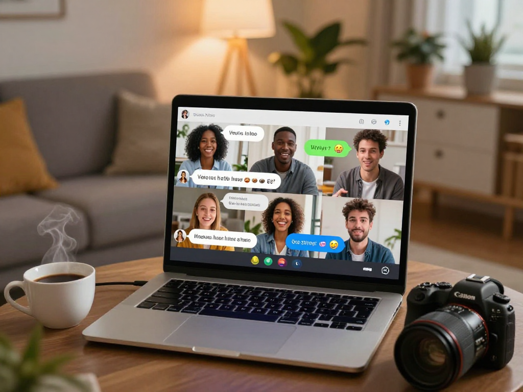 Engaging individuals in a sex chat environment showcasing playful conversations and a cozy atmosphere.