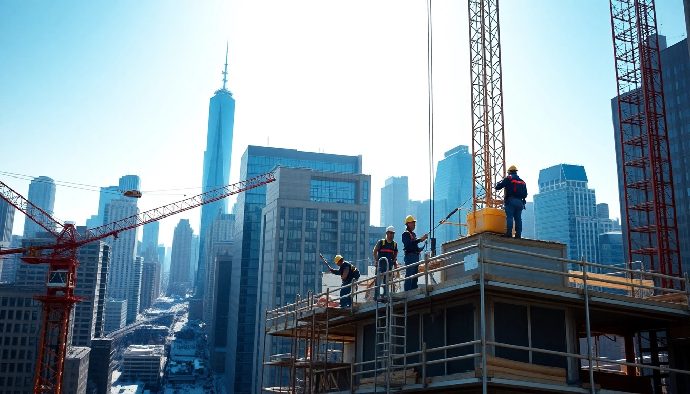 Collaborative team of Manhattan General Contractor working on a high-rise building project in the city.