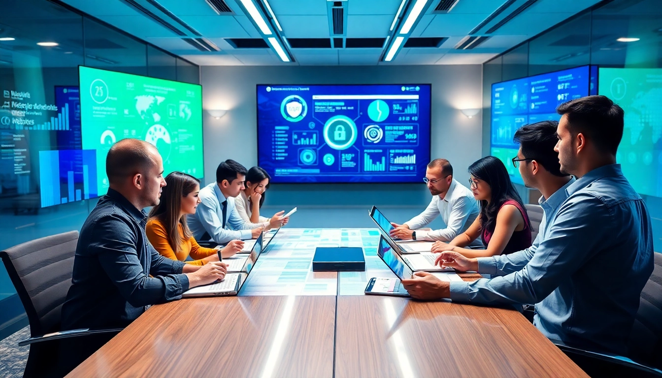 Prominent team discussing cyber essentials managed service strategies for enhanced security.